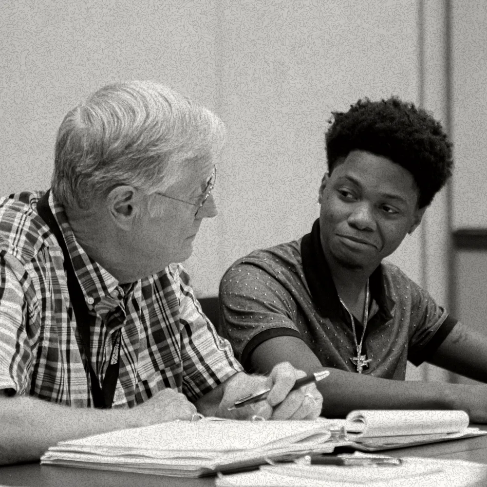 Two people having a discussion